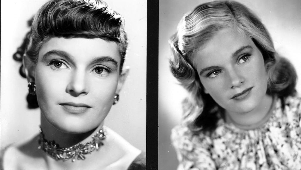 Eva Henning som Lora i filmen ”Törst” (1949) och Eva i filmen ”Den ljusnande framtid” (1944).