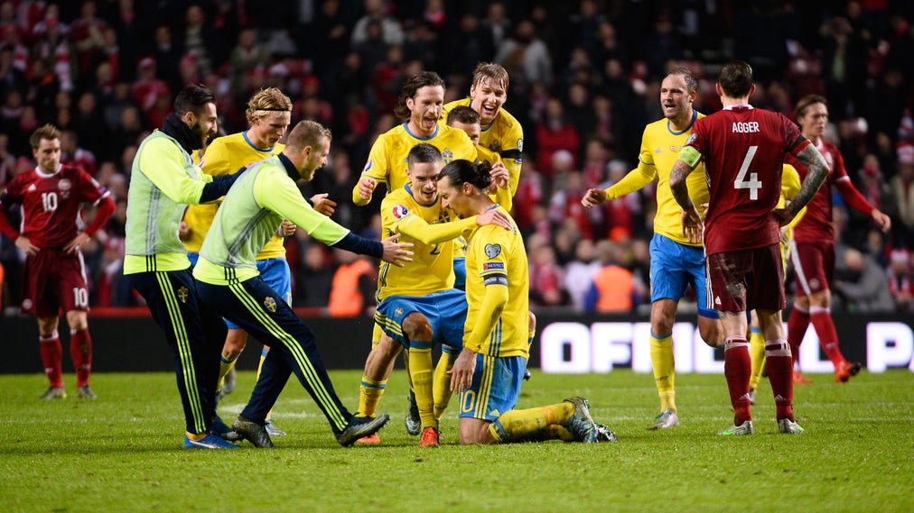 Sverige slog Danmark i playoffmötet till EM 2016.