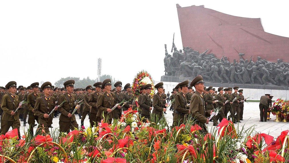 Firande av Nordkoreas nationaldag. Bilden är publicerad av Nordkoreas statligt kontrollerade nyhetsbyrå Korean Central News Agency (KCNA).