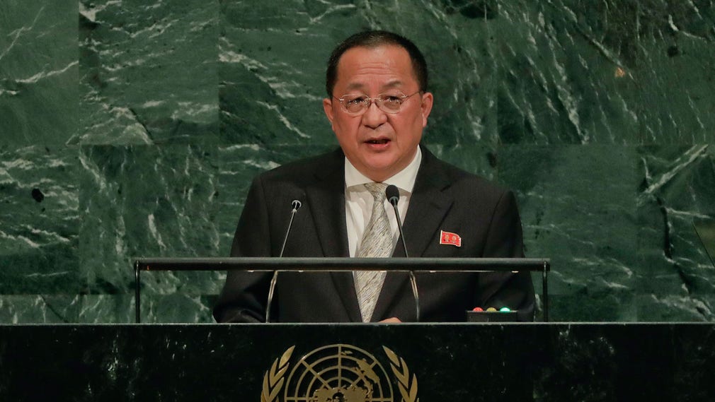 Nordkoreas utrikesminister Ri Yong-Ho talade i FN.