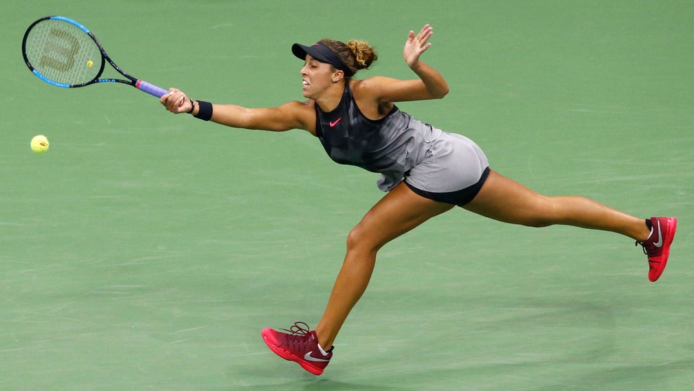 Madison Keys, USA, vann kvartsfinalen mot Kaia Kanepi, i New York.
