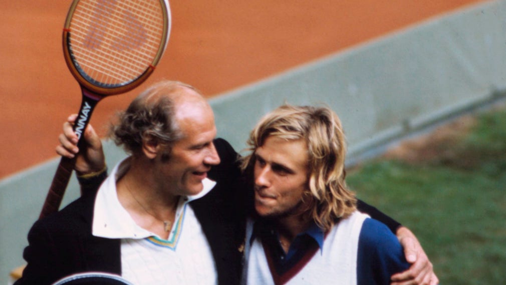 Lennart Bergelin och Björn Borg i Båstad 1975.