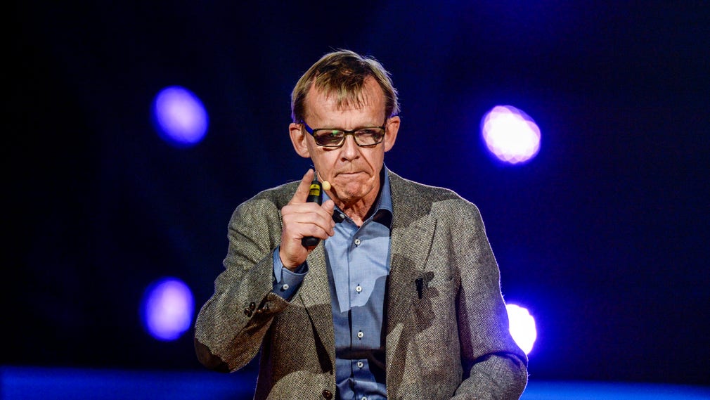 Hans Rosling under en välgörenhetsgala i Globen i Stockholm 2015.
