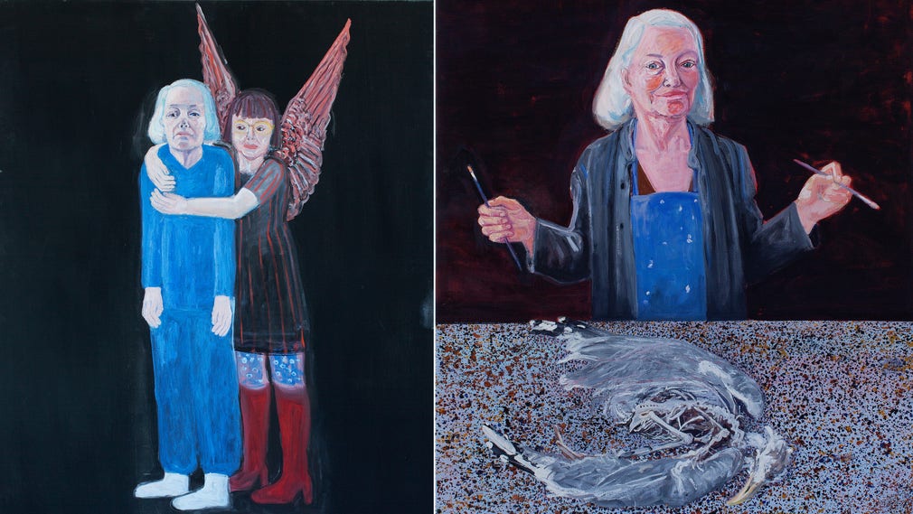 ”Ängeln” och ”Självporträtt med penslar” av Lena Cronqvist