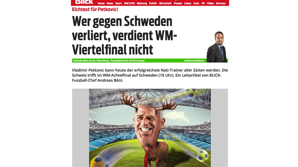 Andreas Bönis krönika inför matchen Schweiz-Sverige i schweiziska Blick.