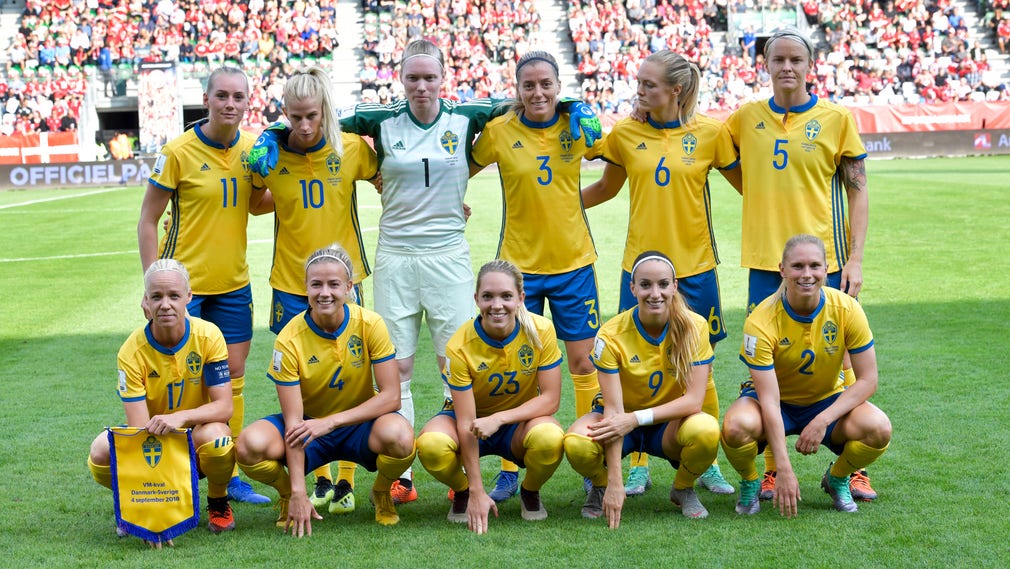 Sveriges startelva i den avgörande VM-kvalmatchen mot Danmark.