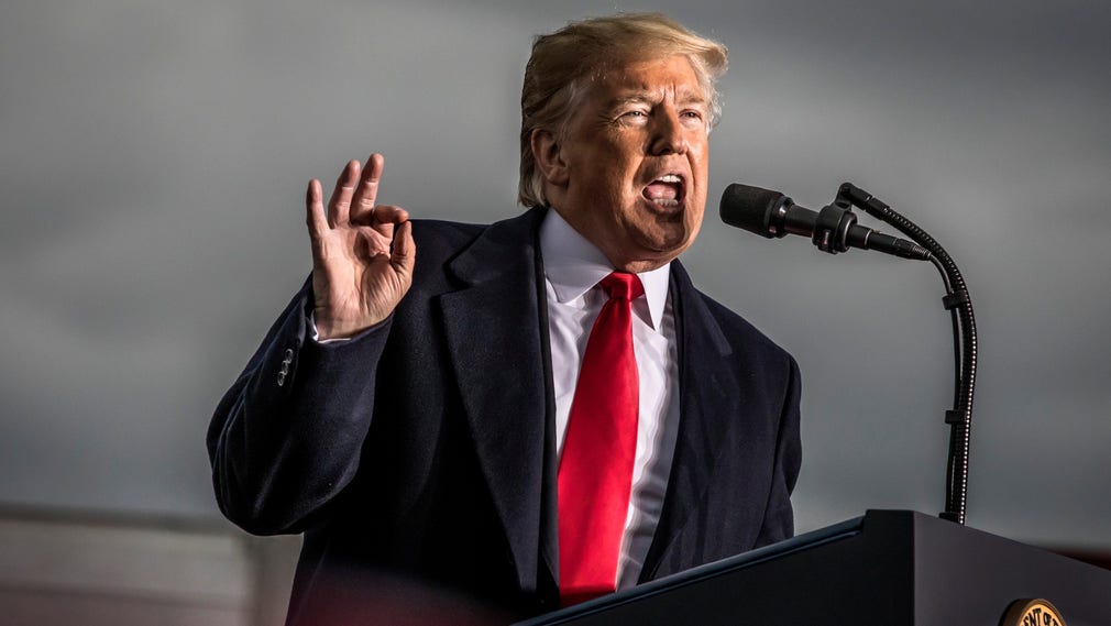 USA:s president Donald Trump håller tal i Charleston den 3 november 2018.