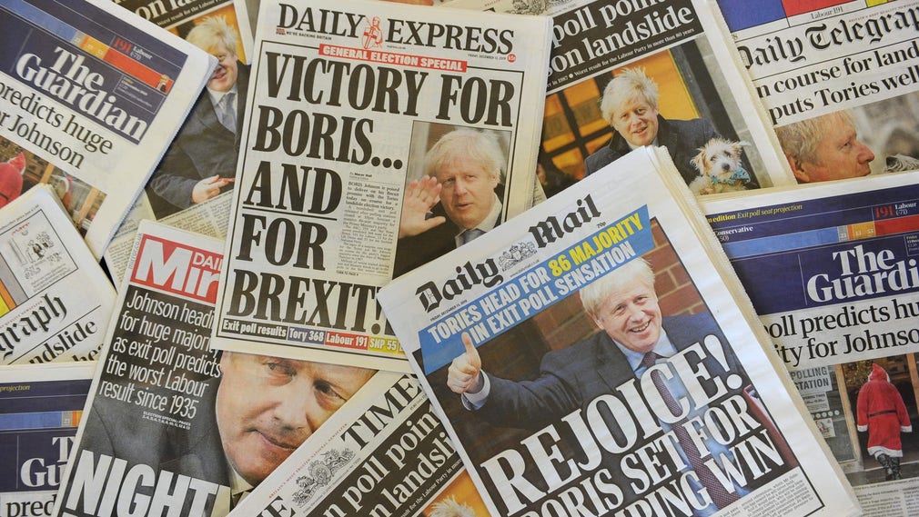 Brittiska tidningar dagen efter valet.