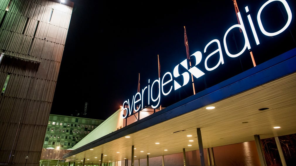 Sveriges radios huvudingång på Gärdet i Stockholm.