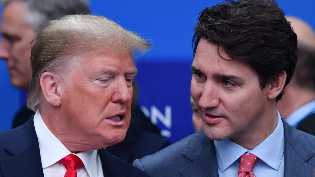 Den amerikanska presidenten Donald Trump och hans kanadensiska motpart Justin Trudeau.