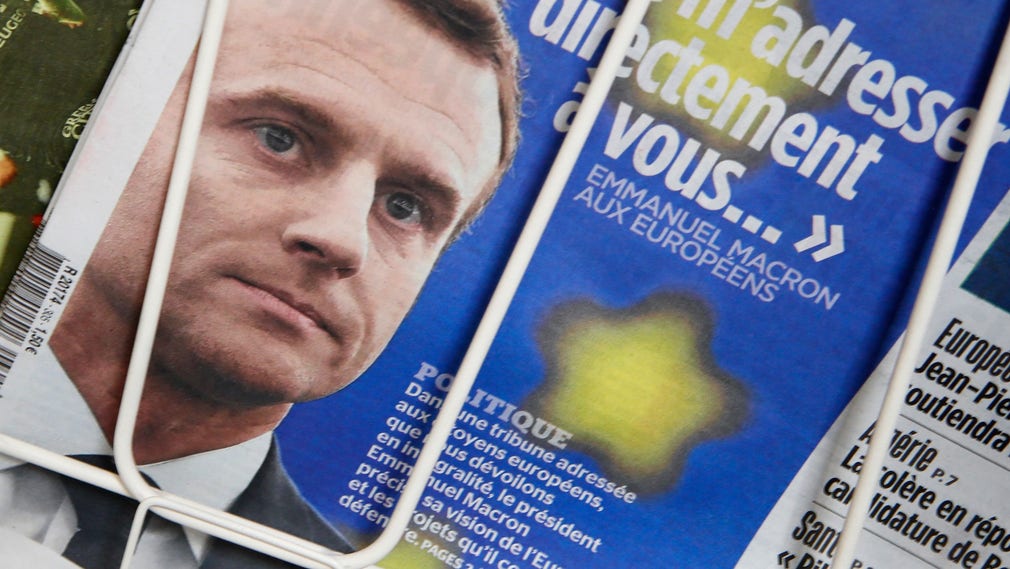 Fransk förstasida om Macrons manifest.