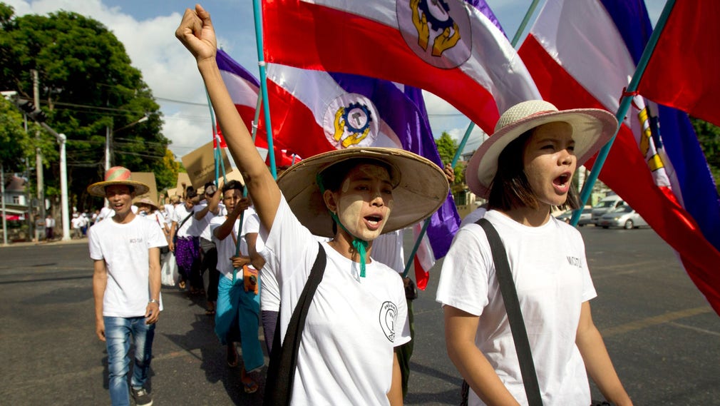 Demonstration i Rangon.