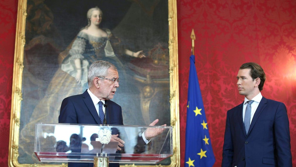 Österrikes president Alexander Van der Bellen och förbundskanslern Sebastian Kurz.
