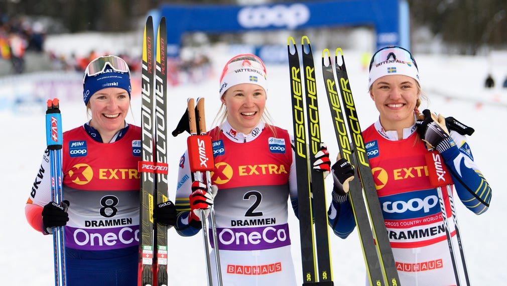 Nadine Fähndrich, Jonna Sundling och Linn Svahn efter finalen.