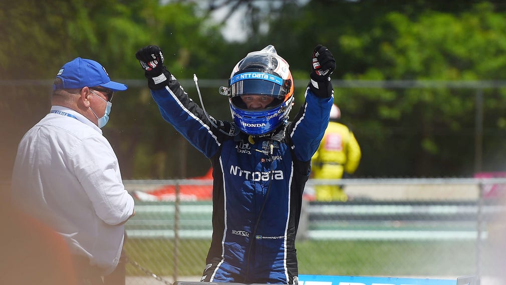 Felix Rosenqvist vann sin första Indycar-tävling på söndagen.