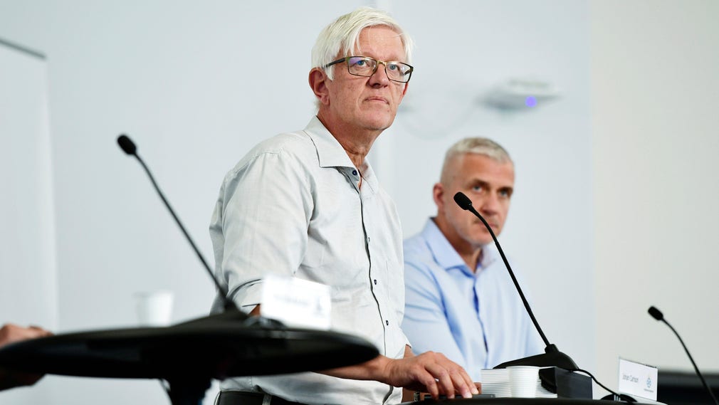 Johan Carlson, generaldirektör på Folkhälsomyndigheten, under torsdagens pressträff.