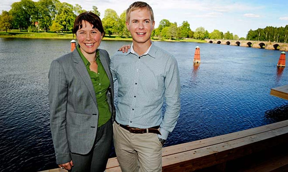 Miljöpartiets nya språkrör Åsa Romson och Gustav Fridolin.