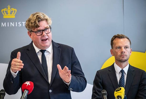 Justitieminister Gunnar Strömmer (M) och den danska motsvarigheten Peter Hummelgaard.