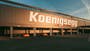 Alla Koenigsegg-modeller som byggts uppställda vid den nya fabriken i Ängelholm.