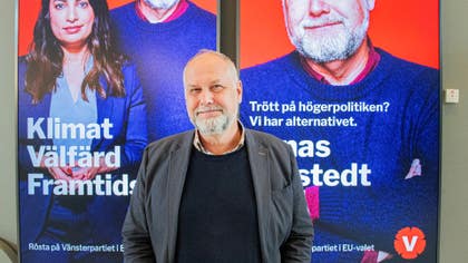 Jonas Sjöstedt, toppkandidat för V i EU-valet.