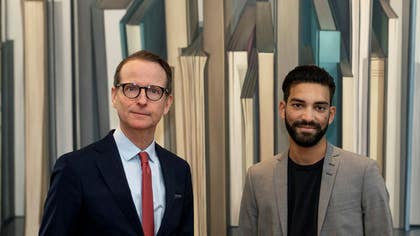 Lars Strannegård, rektor för Handelshögskolan i Stockholm, och Andreas Johansson, vd för universitetet inkubator SSE Business Lab.