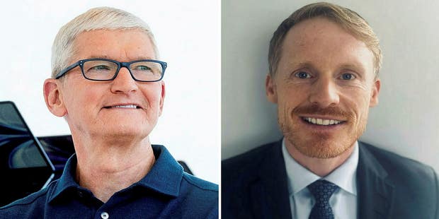 Apples vd Tim Cook och Rise affärsutvecklingschef Henrik Bagewitz.