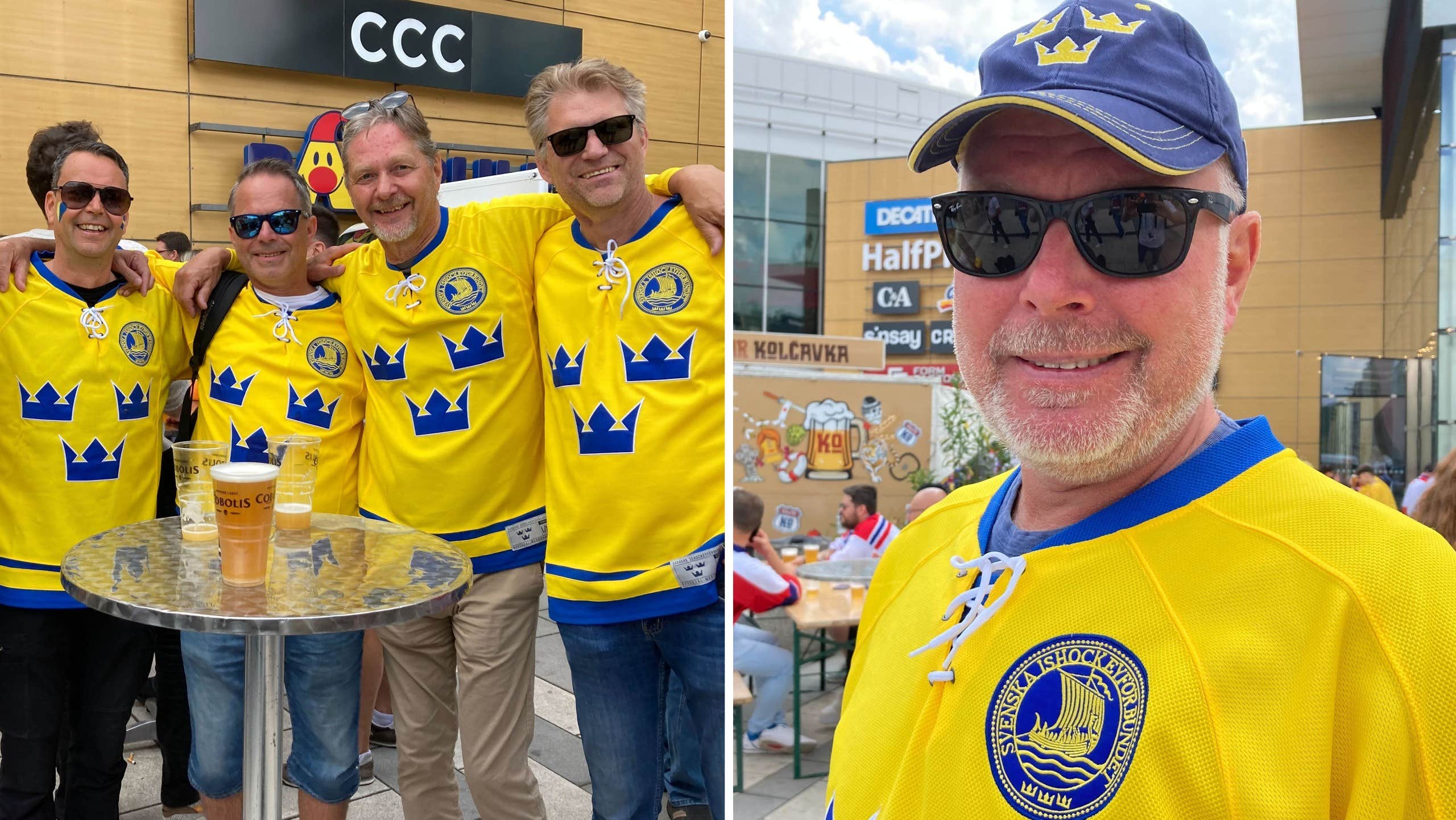 Svenska supportrarna på plats i VM – med Tre Kronor-tröjor