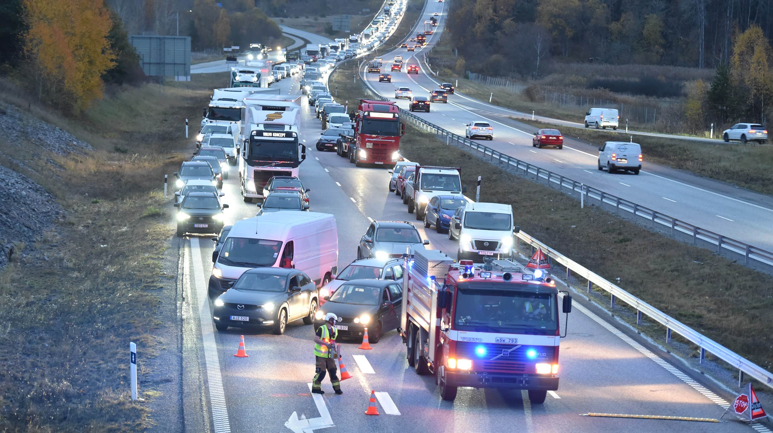 Dubbla älgolyckor på E20