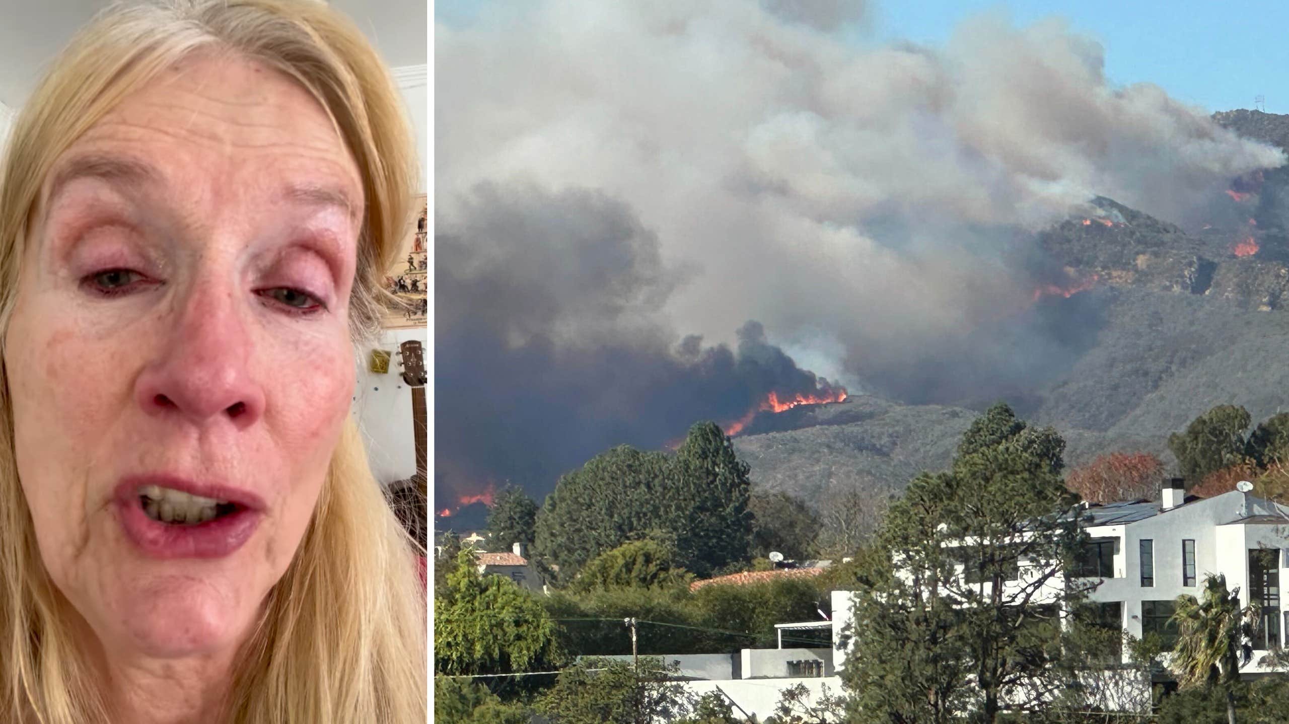 Gunilla Persson tvingas fly skogsbrand i Los Angeles