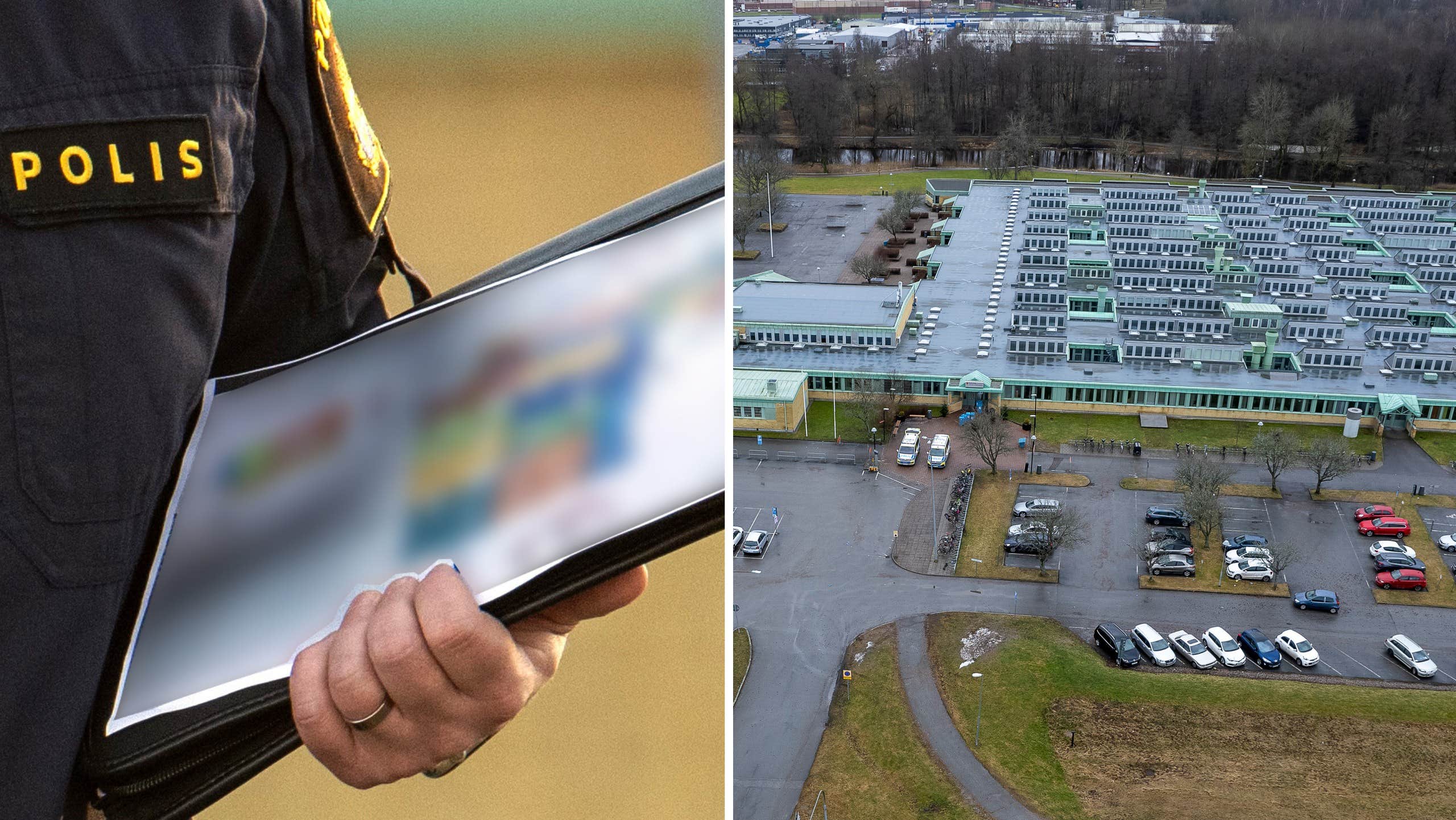 Polisens bild: Kryss i skolkorridorer efter skjutningen i Örebro