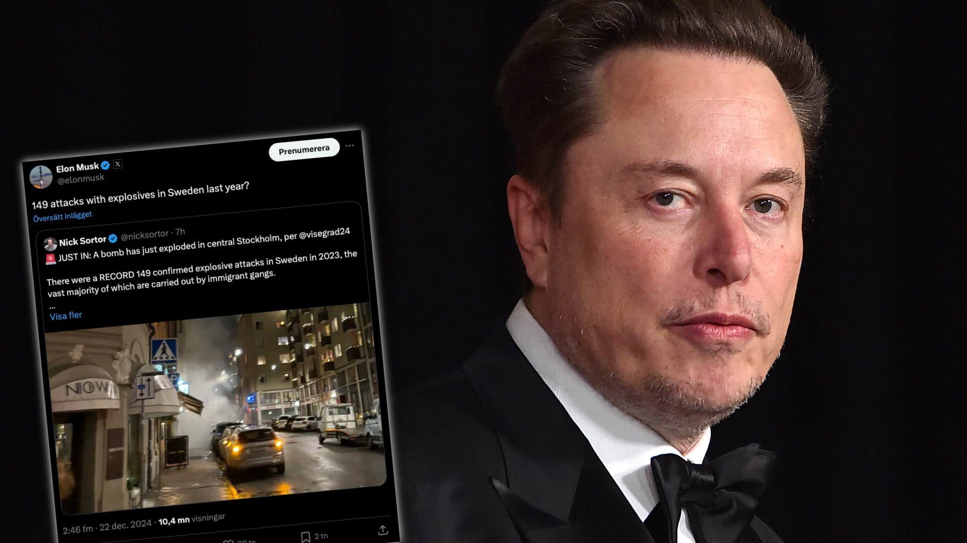 Elon Musks reaktion efter explosionen på Östermalm