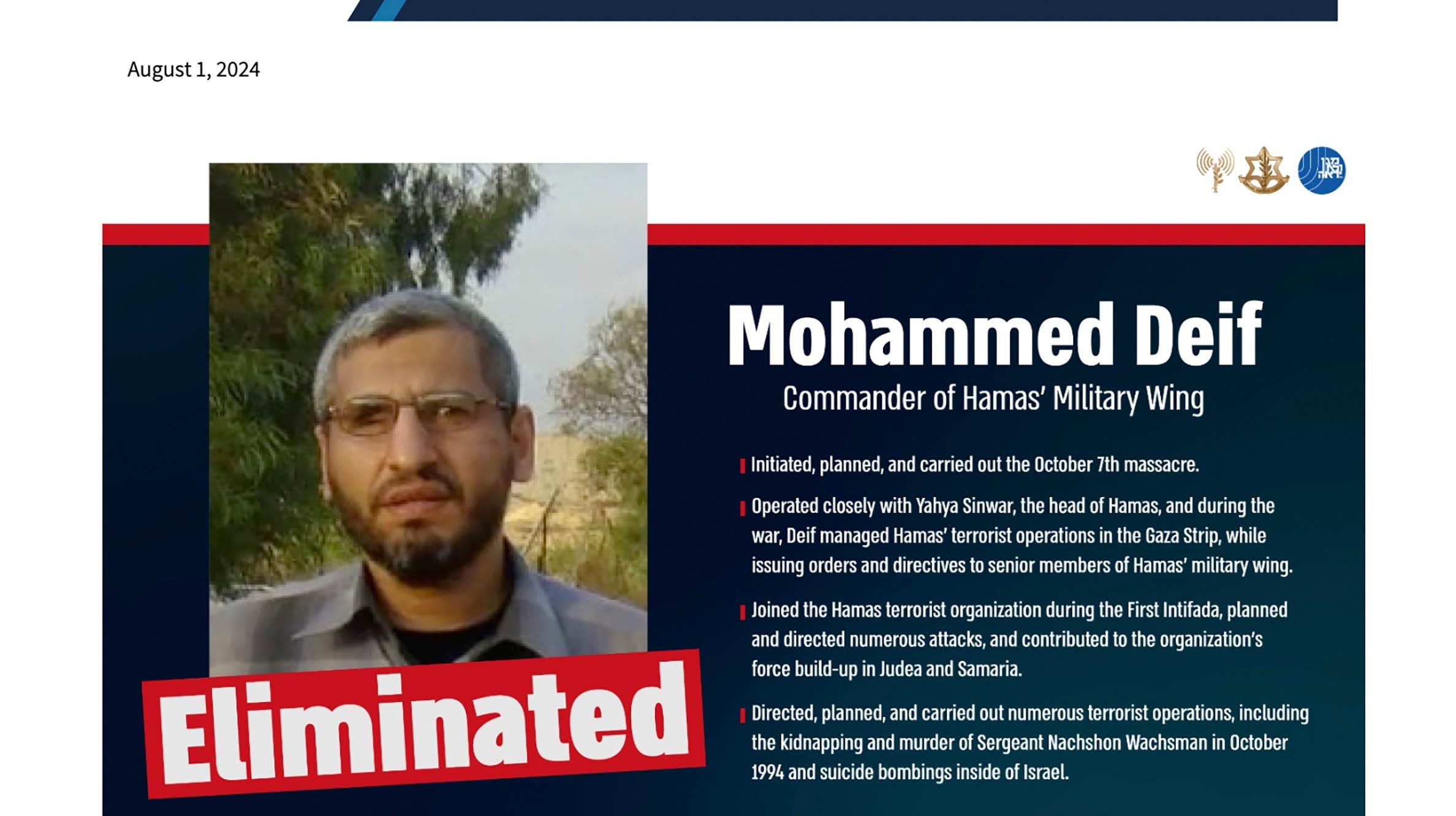 Hamas bekräftar: Ledaren Mohammed Deif död