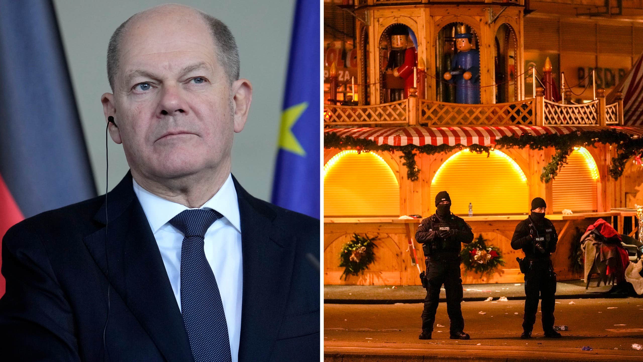 Olaf Scholz besöker julmarknad i Magdeburg efter misstänkt attack